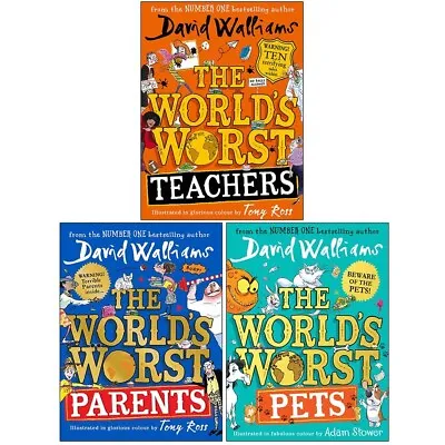 David Walliams World's Worst 3 Books Collection Set Worlds Worst Parent • £25.90