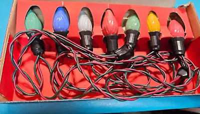 Vintage Kas-Kel Christmas Lights C9 GE Flame Swirl Lamps  7 Bulbs • $29.95