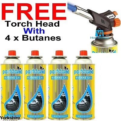 £18.75 • Buy 4 X Butane Gas + Blow Torch Flame Thrower Burner Welding Auto Ignition Camping