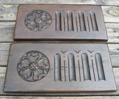 £35 • Buy Two Reclaimed Wooden Carved Oak  Panels Tudor Rose Detail