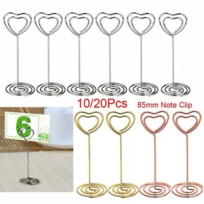 10x Heart Pattern Table Number Name Card Holder Party Memo Photo Stand Note Clip • £5.39