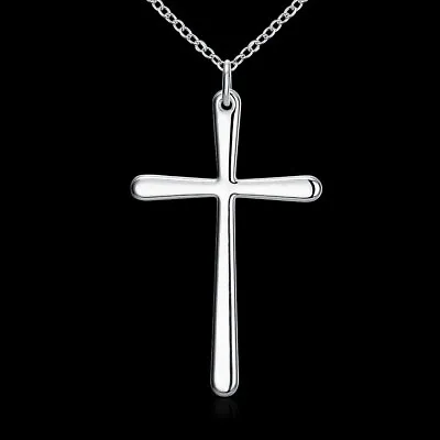 925 Sterling Silver Cross Pendant Necklace Womens Classic Fashion Jewelry P066 • $6.92