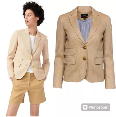 J Crew Tan Dalton Herringbone Blazer Linen Cotton Blend Women's Size 18 Jacket • $49.97