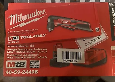 Milwaukee M12 3/8  Right Angle Drill 2415-20 Bag Battery Charger NO BATTERY • $83