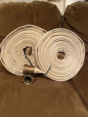 Vintage 50ft Fire Hose - Underwriters Laboratories - Brass Fittings • $105