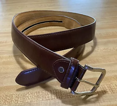 Leather Brown Silver Buckle Money Belt 56 Hidden Inside Zipper Travel Safety • $24.97