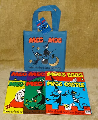 Meg & Mog 6 Book Collection Set With Original Storage Tote Bag Pienkowski Nicoll • £12.99