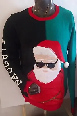 $20 • Buy Christmas Holiday Sweater, Men's L (42-44) Size, Nice Or Naughty, Santa Claus.