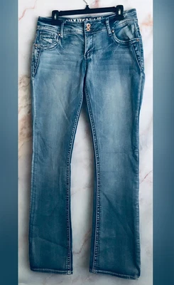 $27.95 • Buy Hydraulic Lola Curvy Jeans Embellished 32  X 32  Slim Boot Light Wash Mid Rise