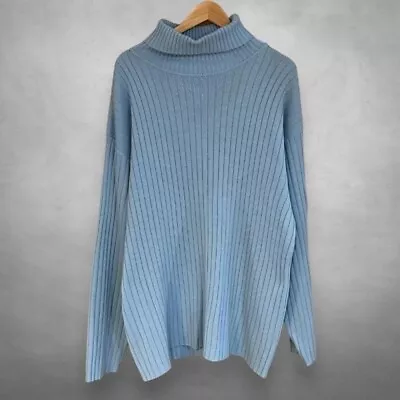 Vintage SouthPole Sweater Mens XL Oversized Baggy Baby Blue Knit Turtleneck Y2K • $32.87