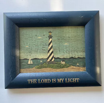 Warren Kimble American Folk Art Lighthouse Print Wood Frame Lord Is My Light • $30