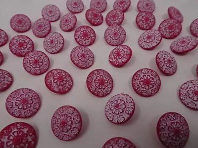 $4.99 • Buy Vintage Pink White Frost Floral Shank Button 3D 20mm Lot Of 4 AA74