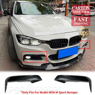 Carbon Fiber Front Bumper Upper Trim Air Vent Cover Fang For BMW 2012-18 F30 F31 • $30.99