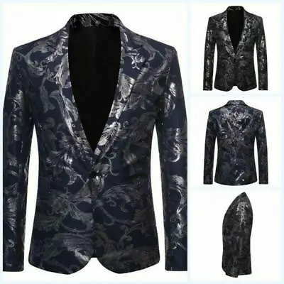 $42.31 • Buy Men's Printed Floral Blazer Jacket Party Dress Wedding One Button Slim Fit Coats