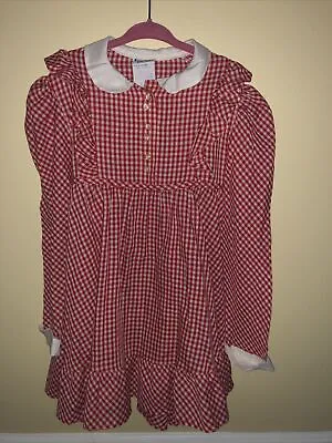 Vintage Cinderella Brand Toddler Girls Red White Dress Sz 6 Ruffle Tie Back • $29.99