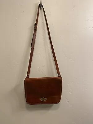 Vera Pelle Brown Leather Shoulder Bag Crossbody • $24.95