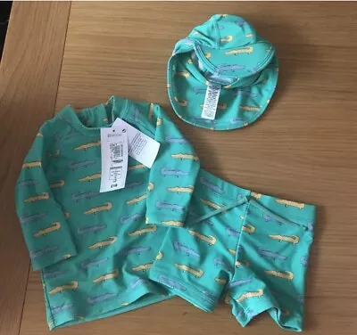 M & S Uv Swim Set Long Sleeve 3pc Print Swim Set Age 6-9 Months Rrp £18 • £16.99