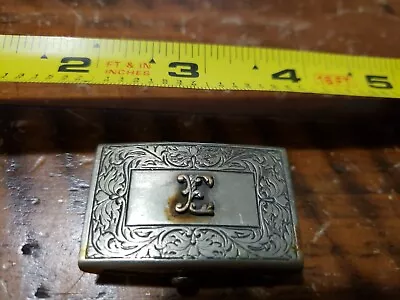 Vintage Knothe Nickel Silver Front Belt Buckle W/ Letter E Initial • $14.50