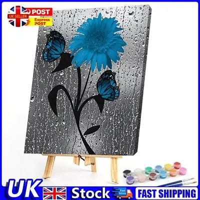 Paint By Numbers Kit On Canvas DIY Oil Art Blue Flower Picture Home Decor40x50cm • £9.39