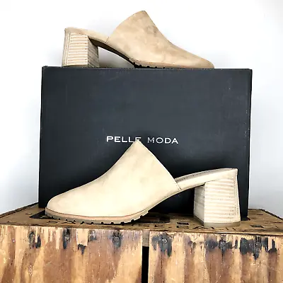 7 - Pelle Moda Tan Melba Suede Heeled Mules Slides Shoes NEW W/ Box 2449RD • $30