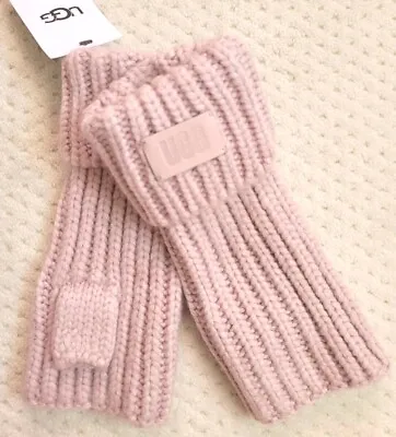 NWT UGG Women Chunky Fingerless Wool Blend Cuff Gloves MAUVE PINK One Size • $31.99