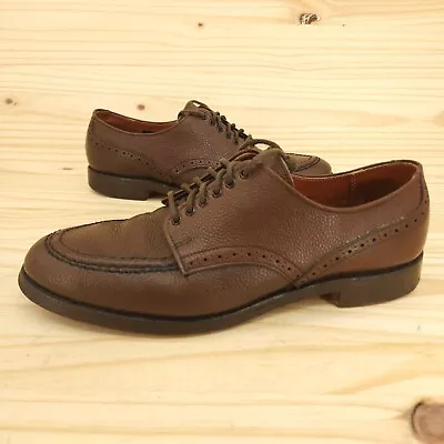 Vtg Bass Mens V-Cleat Oxfords Sz 10.5 C Brown Pebbled Leather Lace Up Shoes USA • $89.94