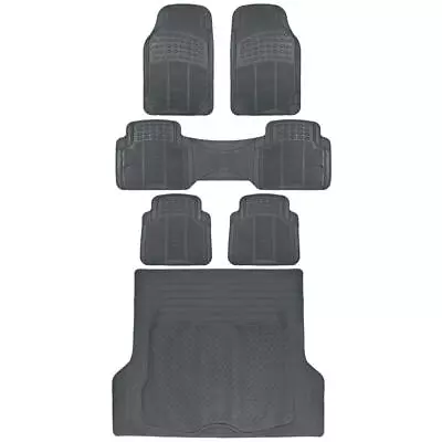 Complete Set All Weather Durable Rubber Mats ( 1st 2nd 3rd Row & Cargo ) Black • $53.90