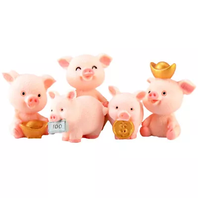  5 Pcs Pig Micro Landscape Ornament Resin Miniature Figures Bonsai • £8.48