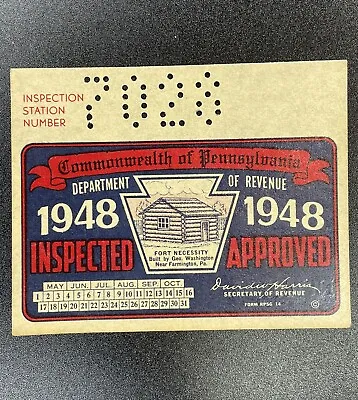 1948 Pennsylvania Inspection Sticker Pa Vtg Car Truck UNISSUED!! Antique Dodge • $38.55