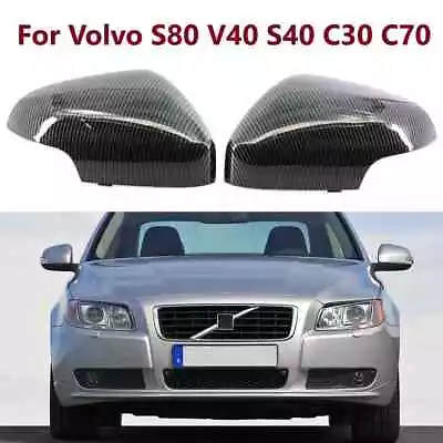 Fit For 2007-2011 Volvo S80 Rearview Mirror Cover Caps Replacement Carbon Fiber • $31.59