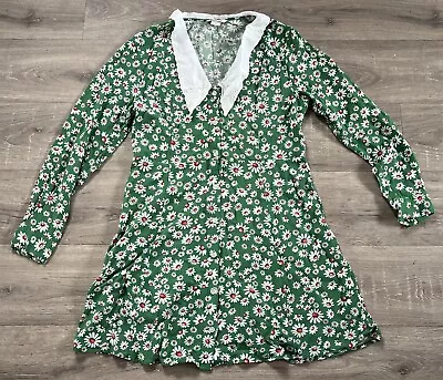 Monki Pretty Green Floral Dress Size M.  (15) • $18.94