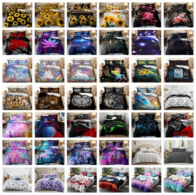 $38.80 • Buy Floral Unicorn Quilt Doona Duvet Cover Set Single Double Queen Super King Bed AU