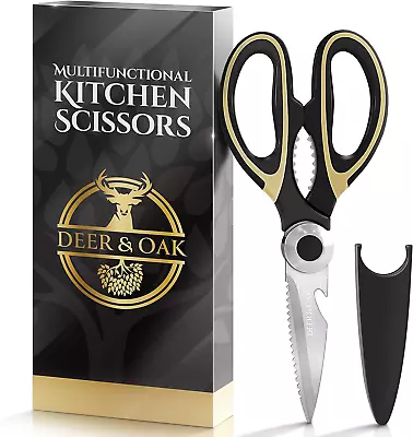 Deer & Oak Premium Kitchen Scissors Heavy Duty - Meat Scissors - Pizza Scissors • £8.67