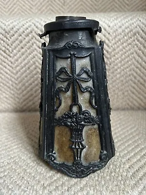 £65 • Buy Antique Gothic Cast Metal Iron Slag Glass Porch Lantern Pendant Light Lamp Shade