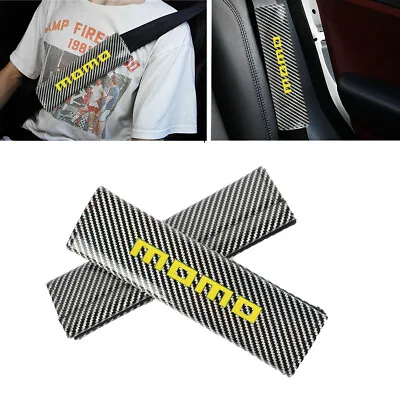 Universal MOMO Carbon Fiber Look Car Seat Belt Cover Shoulder Pad Protector • $13.99