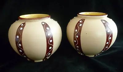 Pair Retro German Vases JASBA 312 / 10   Handpainted Design VGC 4 Inch • £9.99