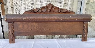 Antique Oak Pediment 32.5  Carved Header Topper Crown Splash Applied Carving • $235