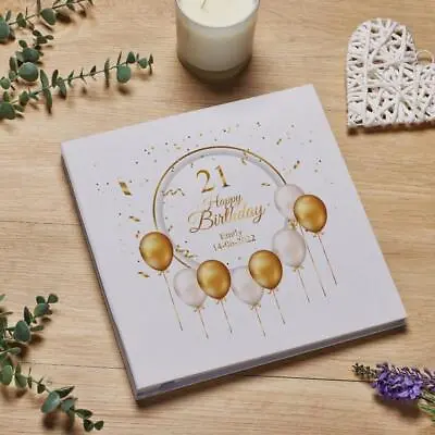 Personalised Large Linen 21st Birthday Photo Album With Balloons PLL-11 • £26.99