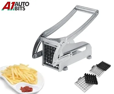 Potato Chipper Chip Chopper Cutter Slicer Maker & 2 Steel Edges 🍟 French Fries • £11.89