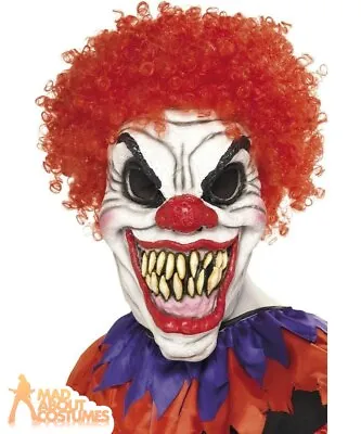 Scary Clown Mask With Hair Evil Halloween Fancy Dress Kids Adult Boys Mens • £13.99