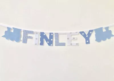 £2.20 • Buy Personalised Boys Fabric Bunting Baby Name Blue Stars Nursery £2.20PER LETTER