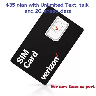 Verizon Prepaid $35 Plan With Unlimited Talk And Text And 2G Speed Data • $18.99