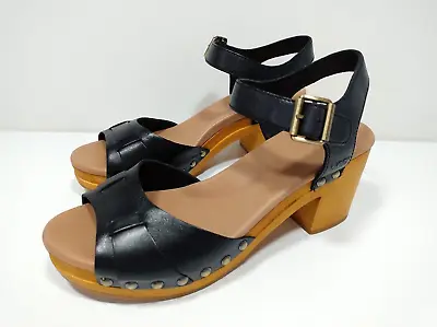 UGG Janie Black Leather Sandals UK 5.5 New Platform Block Heel Clog Stud 1010200 • £44.99