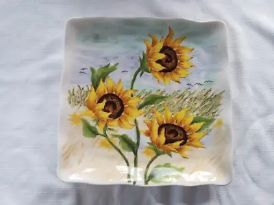 Maxcera Flowing Sunflower 11  Square Dinner Plate - EUC • $22