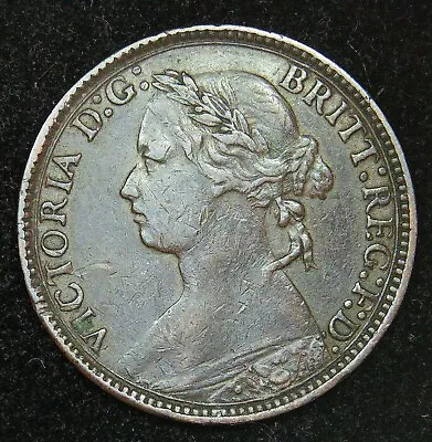 1875 H Victoria FARTHING Bun Head Bronze Coin Heaton Mint - NICE • £7.50