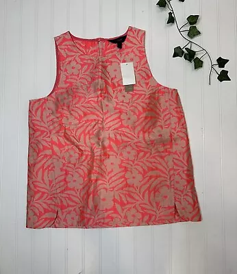 J.Crew Shirt Plumeria Jacquard Tank Pink Floral Sleeveless Womens 4 Small NWT • $41.24