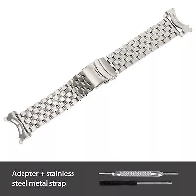 Solid Watch Band+2 Silver Brushed Adapter Fit Citizen Bj8050 Ecozilla Eco-zill • $38.99