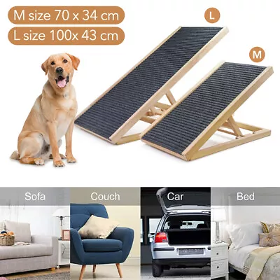 Wooden Adjustable Pet Ramp Folding Portable Ramp Perfect For Dog Cat To Sofa Car • $47.15