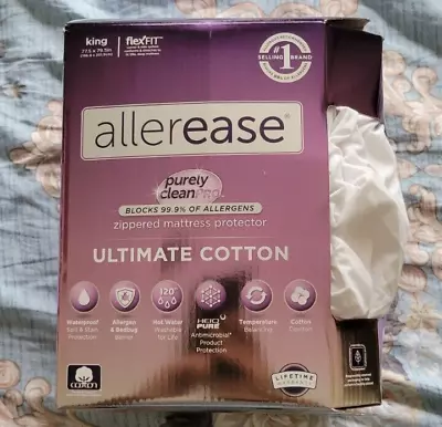 AllerEase King Size Ultimate Cotton Zippered Mattress Protector White • $4
