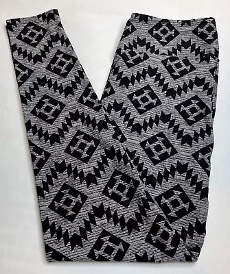 NEW LuLaRoe OS Leggings BLACK WHITE GRAY GREY AZTEC Southwest Western SW Line • $17.50